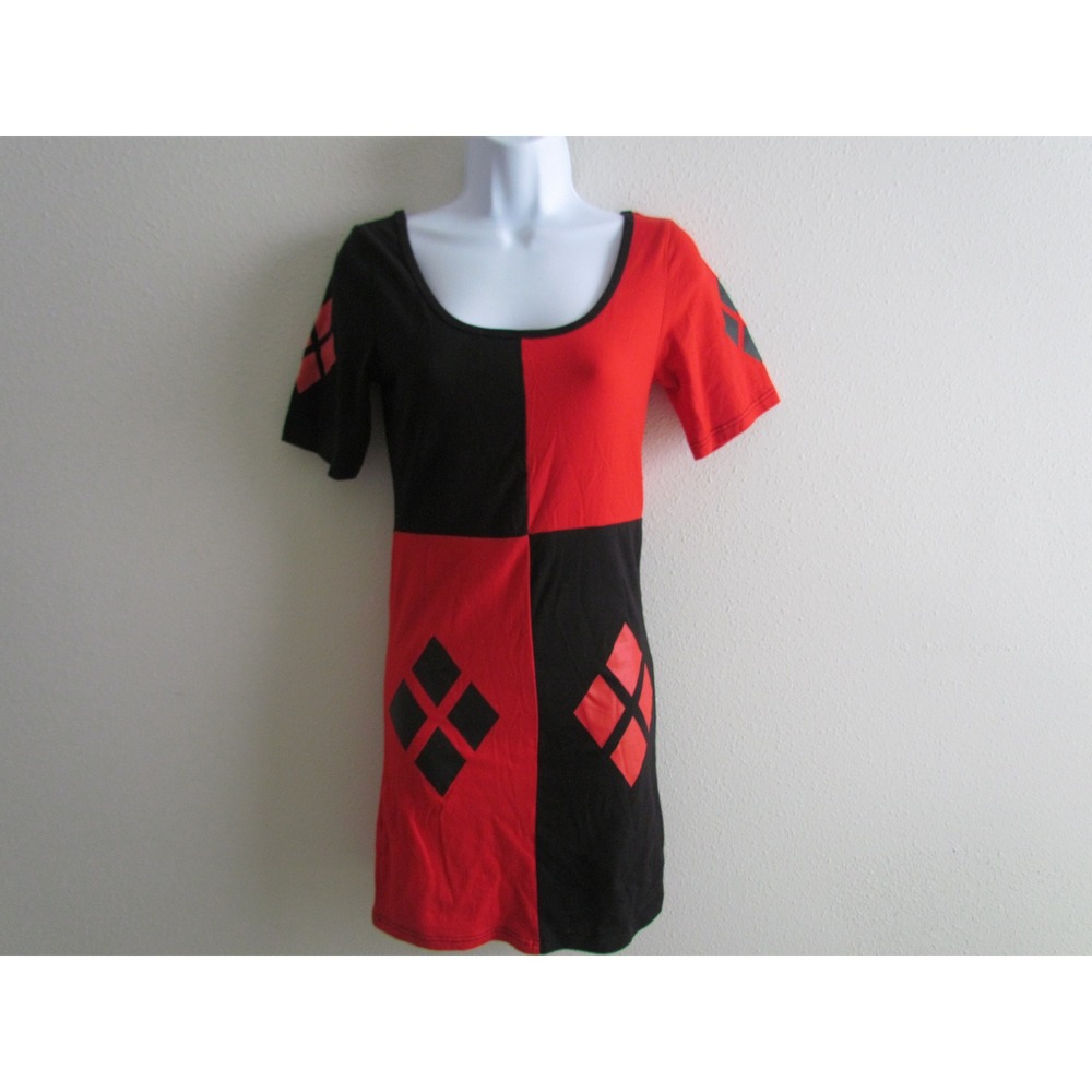 DC Comics Harley Quinn Dress Small Red Black Harlequin Cosplay Costume Graphic